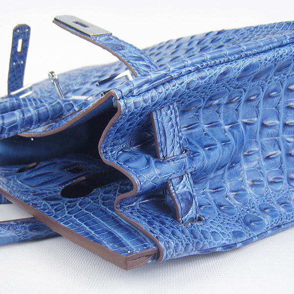 Replica Hermes Birkin 30CM Crocodile Head Veins Bag Dark Blue 6088 On Sale - Click Image to Close